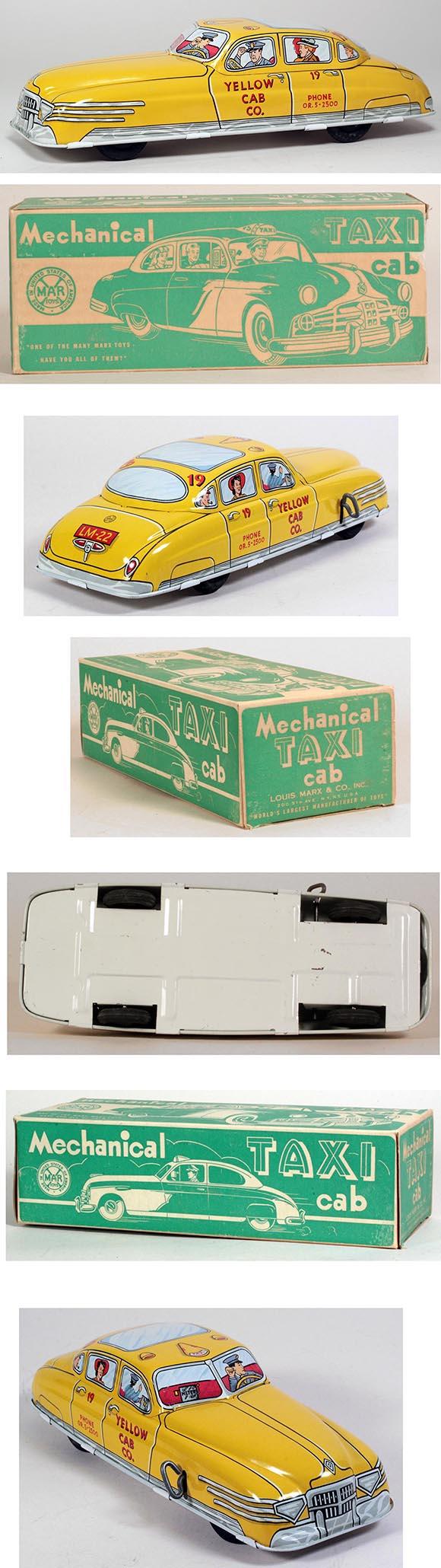 1950 Marx Mechanical Yellow Taxi Cab in Original Box